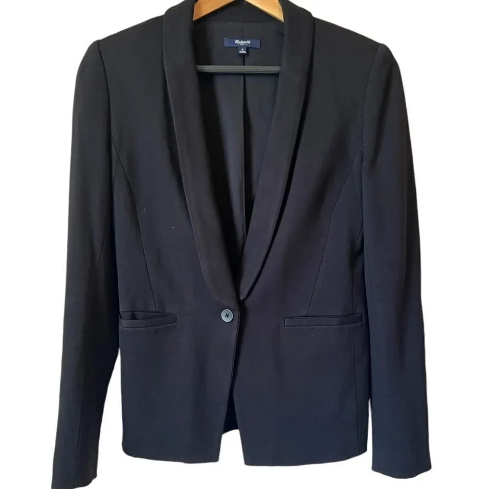 Madewell Duskfall Black One Button Stretch Blazer